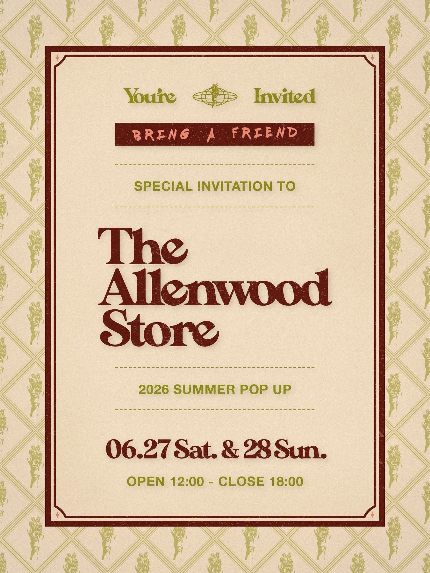 2026 SUMMER POP UP ー 06.27 Sat. &amp; 28 Sun.
