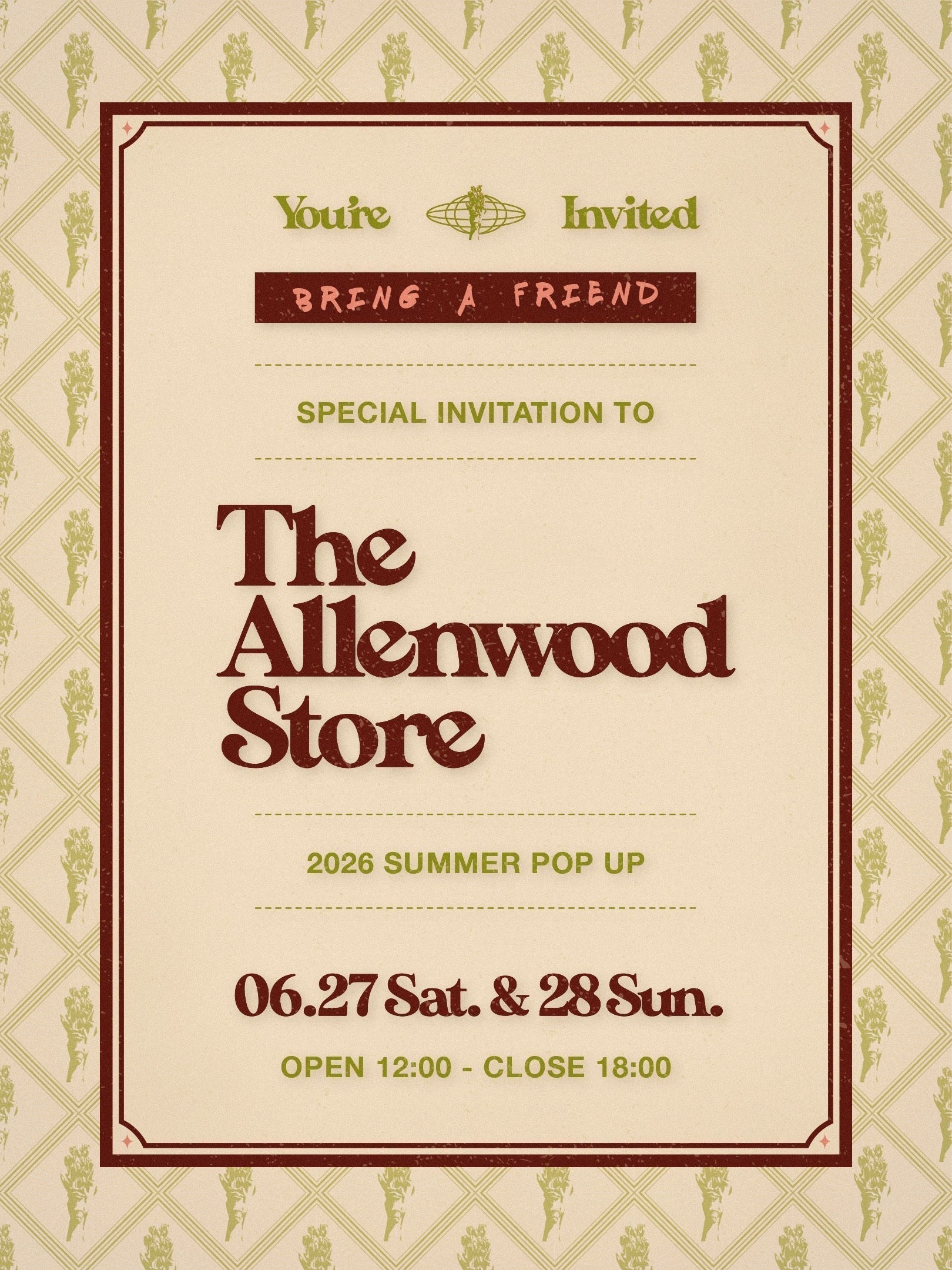 2026 SUMMER POP UP ー 06.27 Sat. &amp; 28 Sun.
