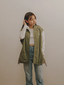 Nylon Packable Vest [Moss/Light Brown]