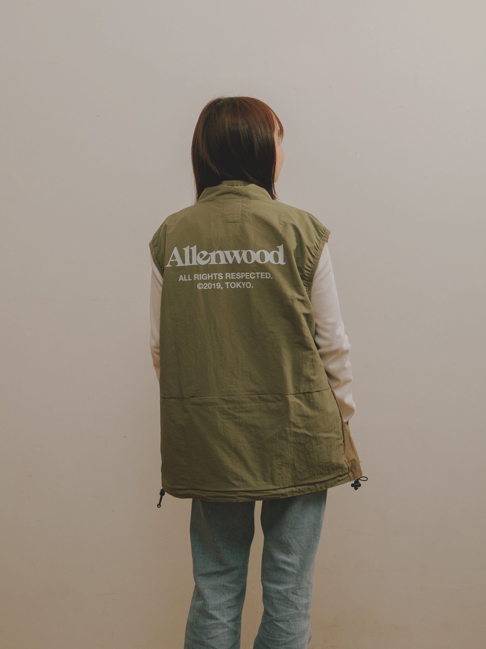 Nylon Packable Vest [Moss/Light Brown]